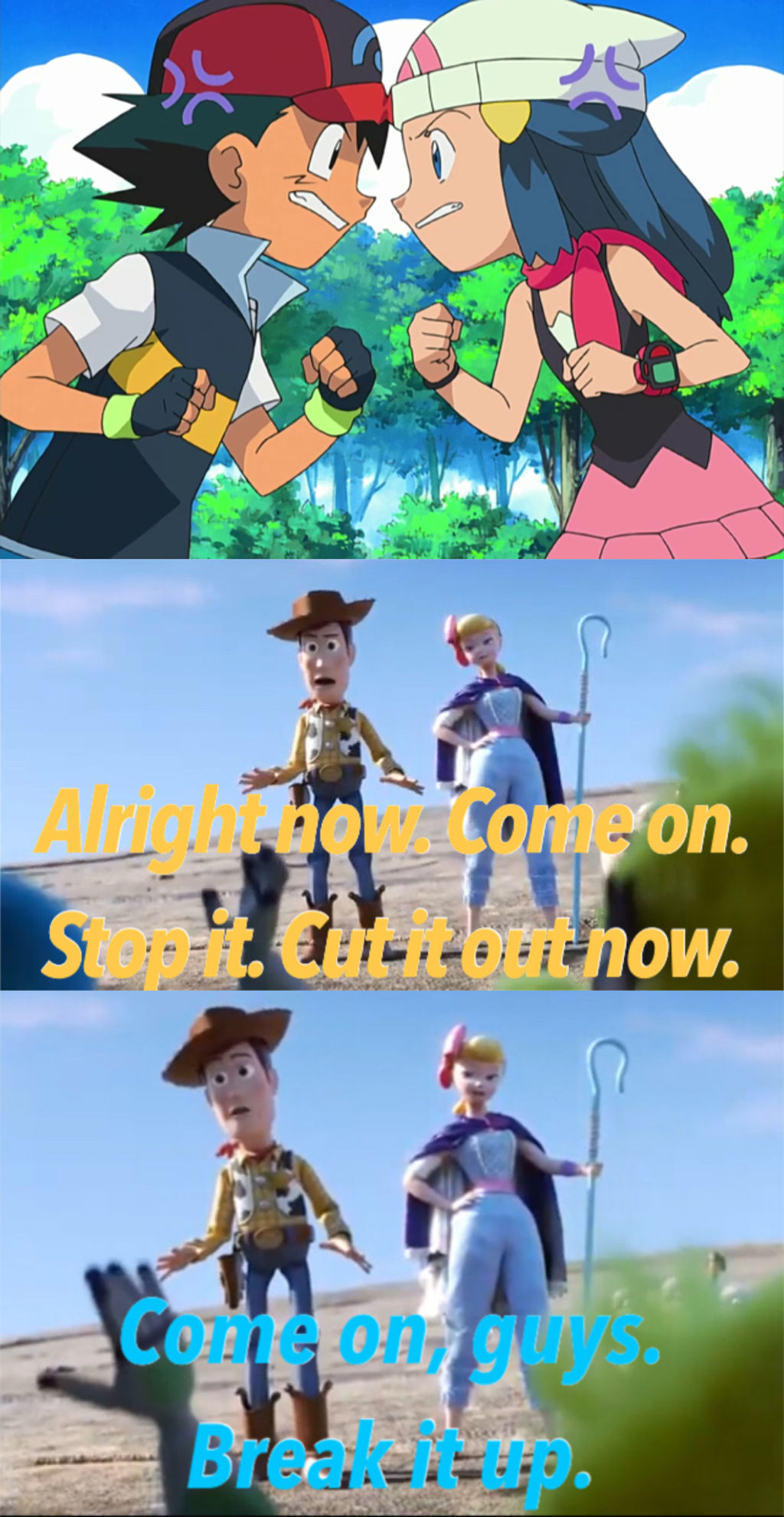 Woody and Bo Peep tell Pearl to stop arguing by FireMufasa417 on DeviantArt