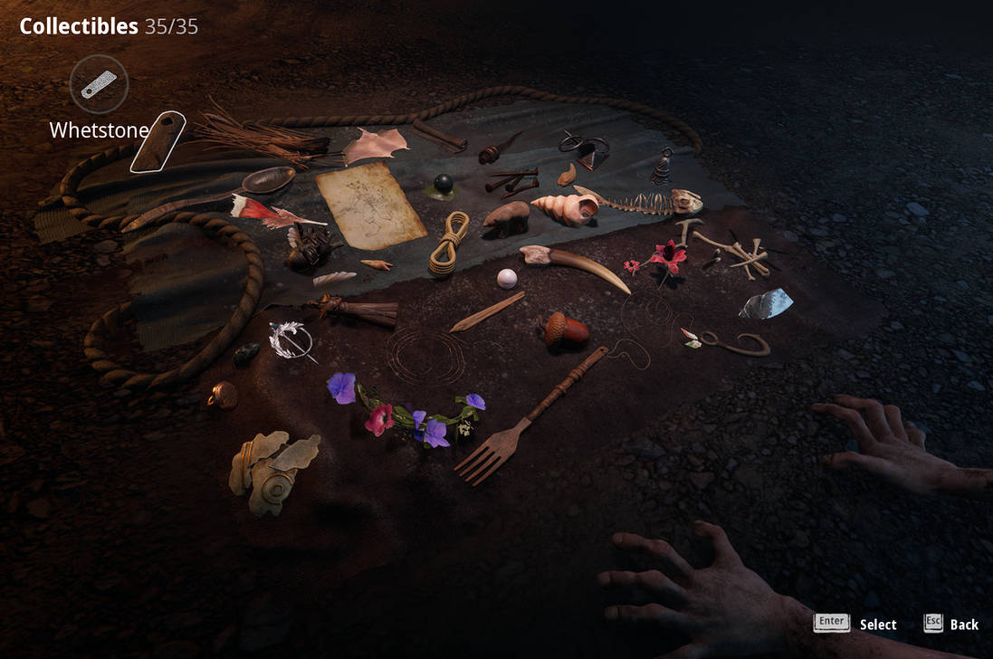 Gollum stares at all of his earthly possessions. They are disgusting and useless, just like my precious.