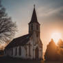 Secluded Dilapidated Church Sunrise