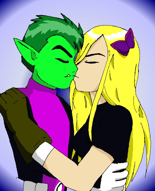 TT Beast Boy + Terra kiss