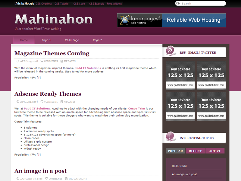 Mahinahon Free WordPress Theme