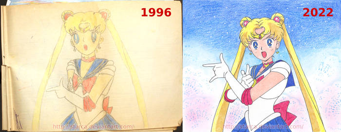 Sailor Moon screenshot 1996 and 2022
