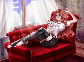 [OPEN] YCH Girl on the Couch by Nieien