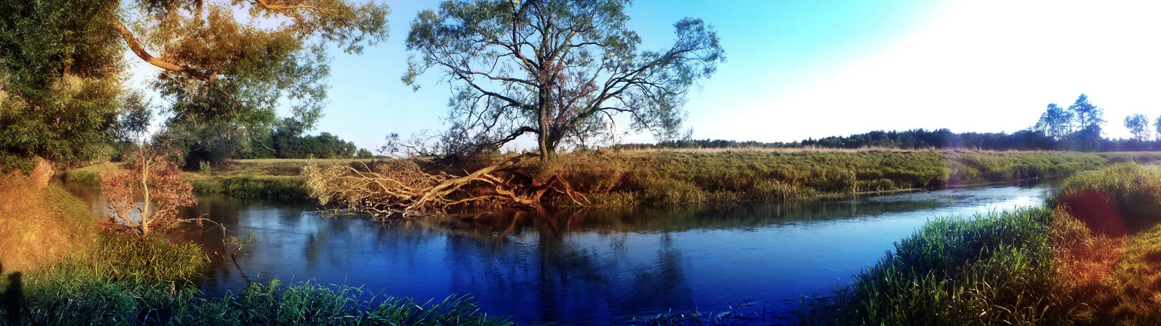 Left and right side of the river Panorama 120