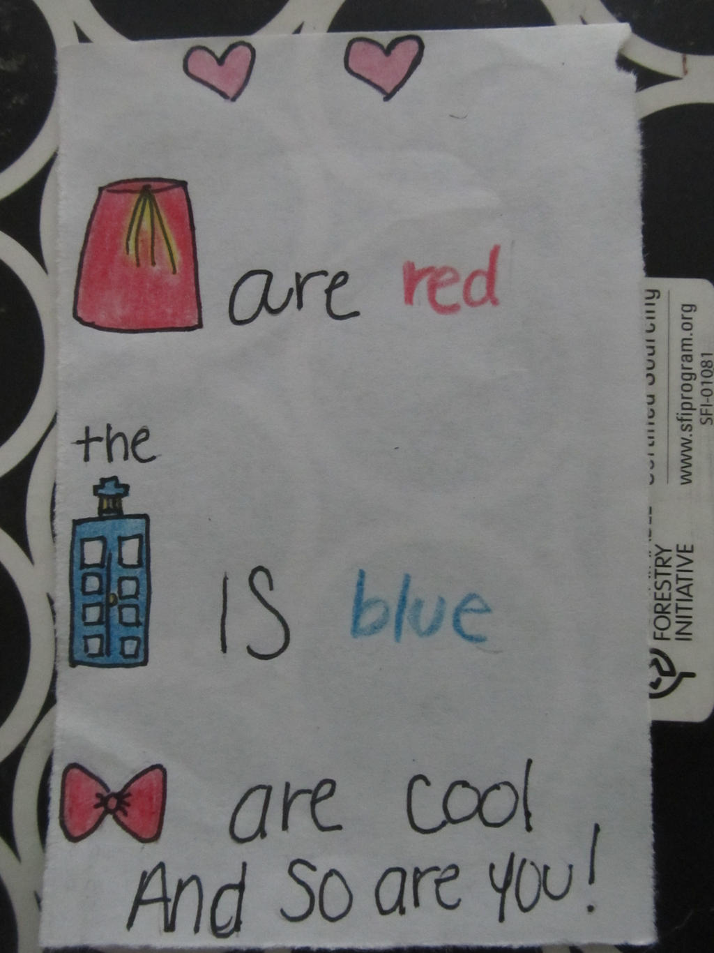 Doctor Who cheesy poem bookmark