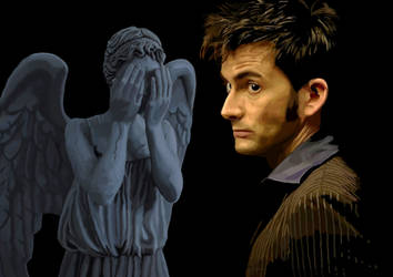 Digital painting - 10thdoctor And Weeping Angel by Babarbie