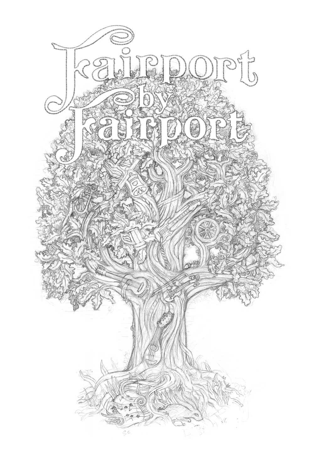 Fairport by Fairport cover pencil drawing