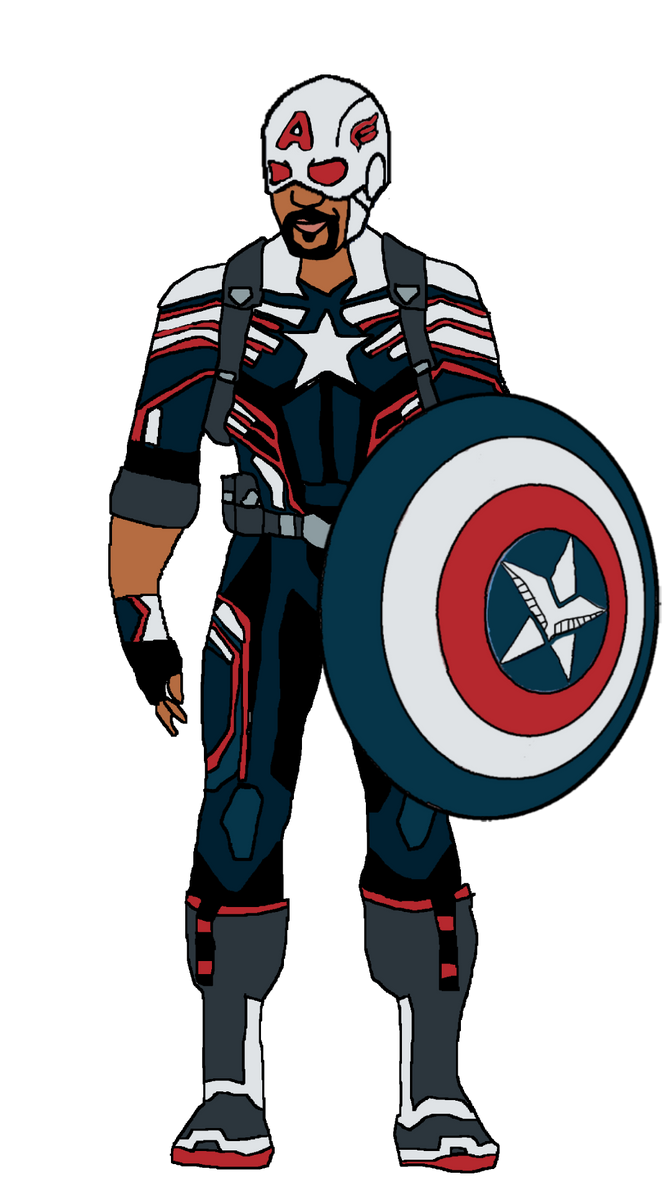 Sam Wilson Sticker Captain America (Sam Wilson) with his Shield by Spiderbyte64 on DeviantArt