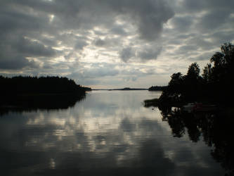 Clouds reflect from the sea