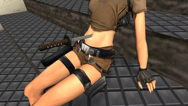 lara croft stabbed in navel #2