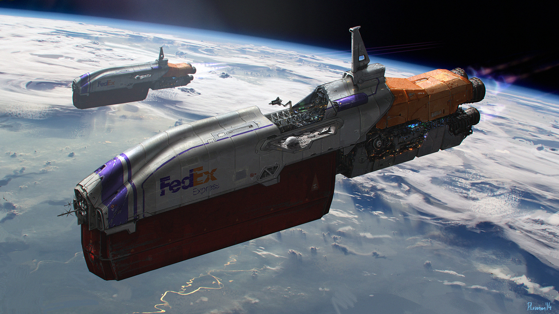 realistic space cargo ship