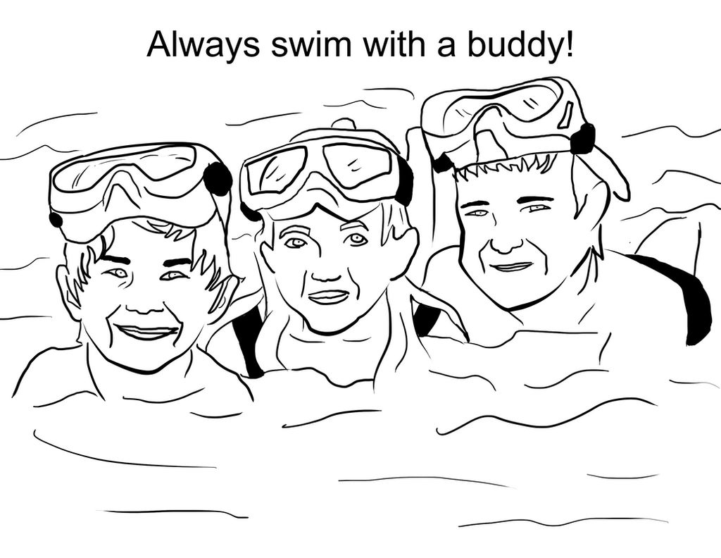 Coloring Page: Always swim with a buddy by BusybeeSarahD on DeviantArt