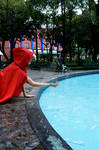 water park ridding hood red