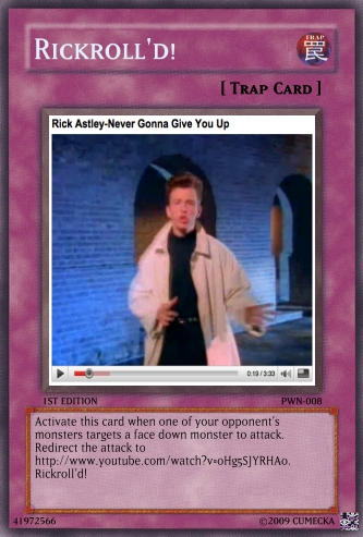 rick roll yugioh card Endless Never Gonna Give You Up Thank You With Glitter rick rolled card by akatsukifangirl91