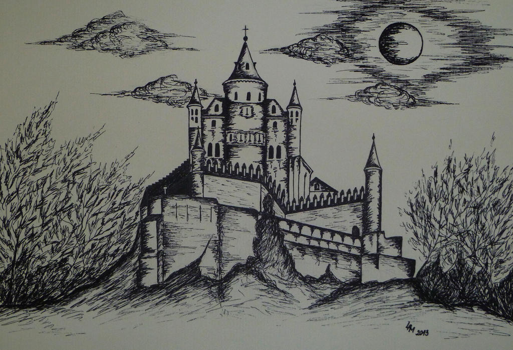 Рисунок старой крепости. Старый замок Мусоргский рисунок 4 класс. Замок рисунок карандашом. Замок эскиз. Крепость карандашом.