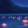 Water lilies at night
