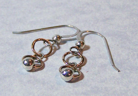 Silver Bead and Bronze Rings Earrings