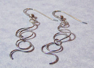 Silver Curves and Rings Earrings