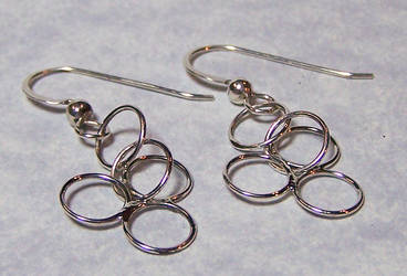 Silver Triple Ring Earrings