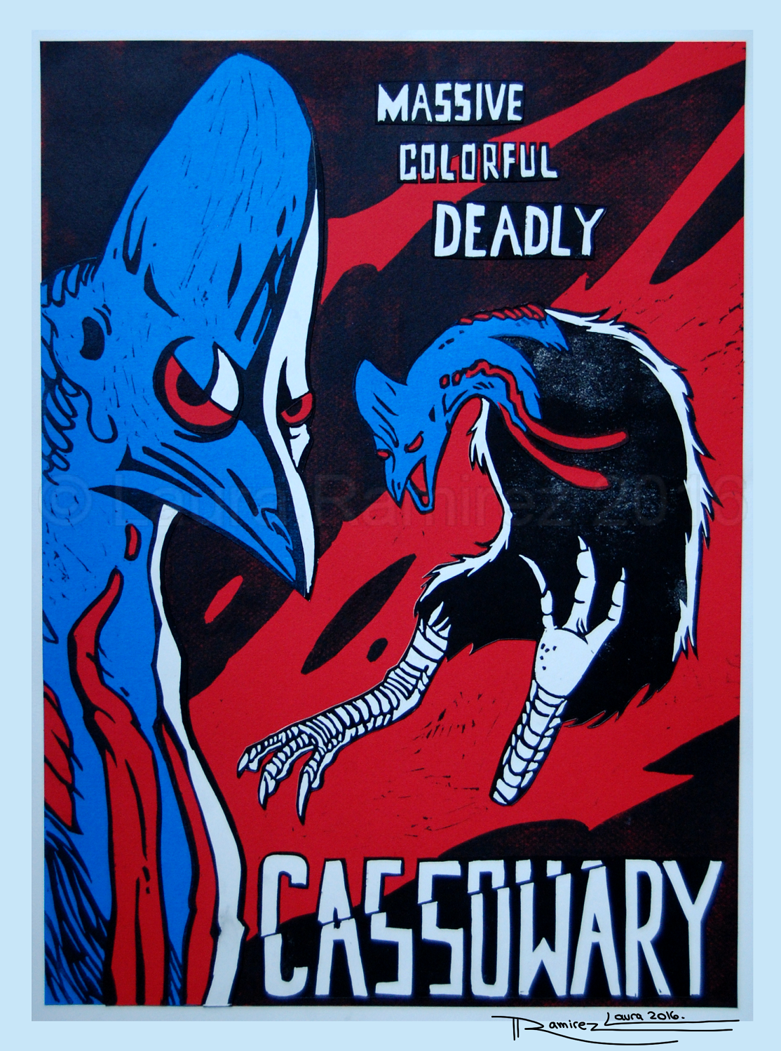 Cassowary Lino Cut