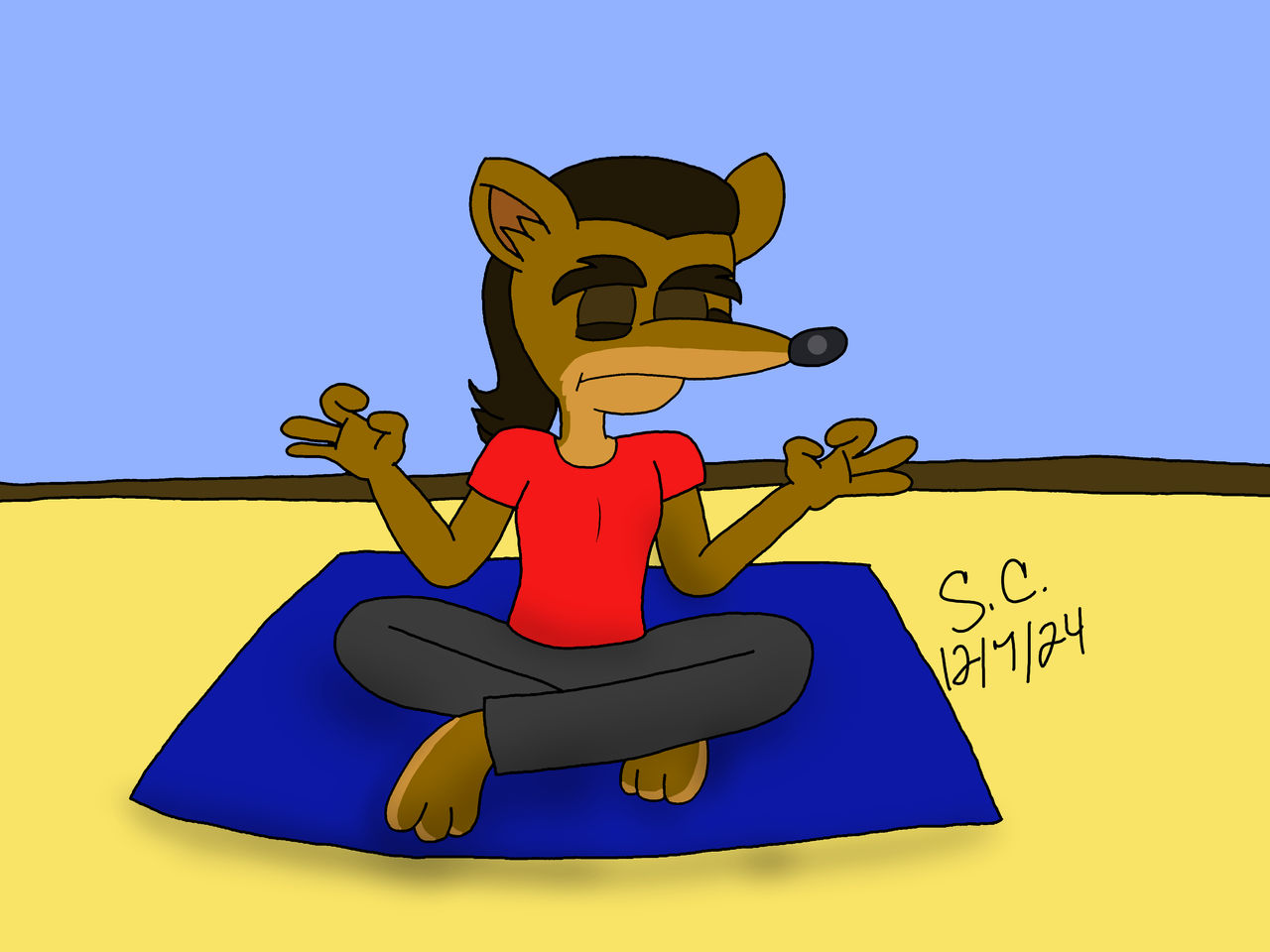 Pinstripe Doing Yoga