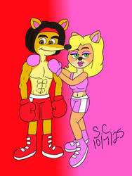 (Art Trade) Brandon and Tawna Boxing Pose