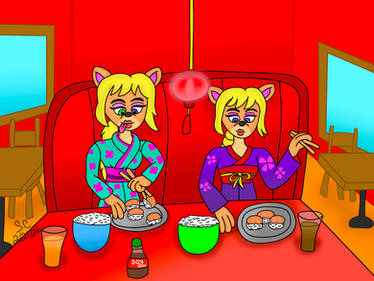 (Commission) Ray and Jazz Japanese Dine In