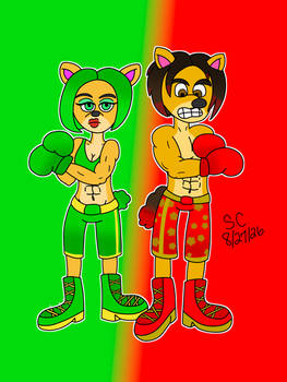 (Art Trade) Boxer Ami and Brandon
