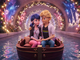Marinette and Adrien are taking a romantic ride in tunnel