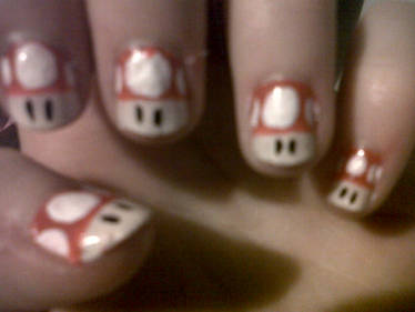 Super Mario Mushroom Nails