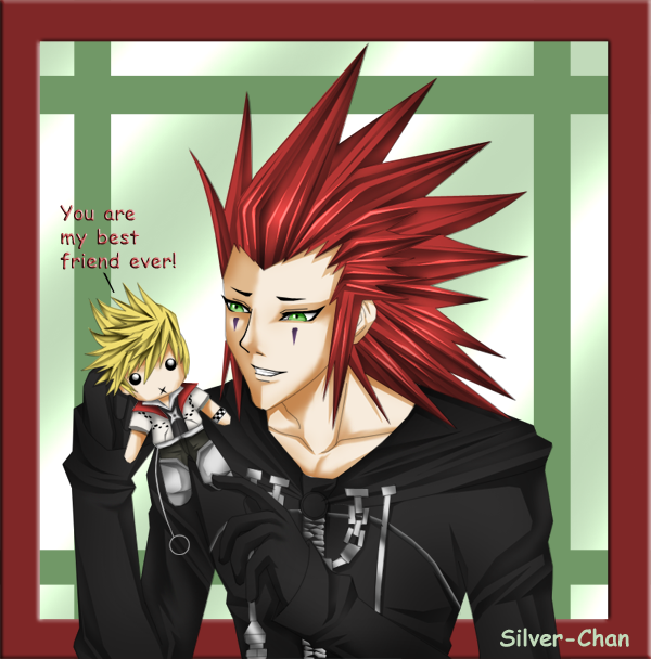 Axel and a Roxas Plushie X3