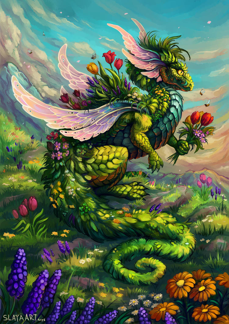 Spring bloom dragon by SlayaArt on DeviantArt