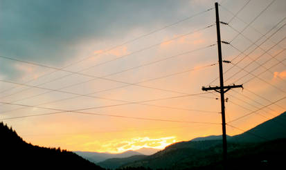 Sunset through wires