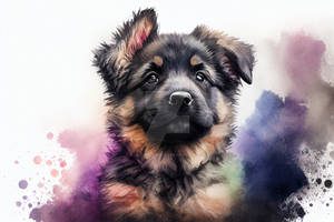 Watercolor Puppy Art Picture, Printable Art