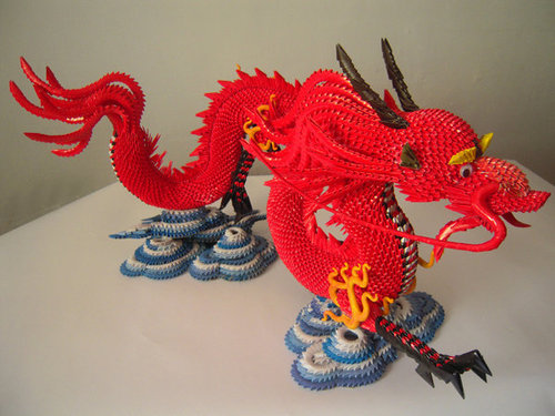 3D Origami Dragon with Stand