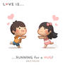 Love is running for a hug