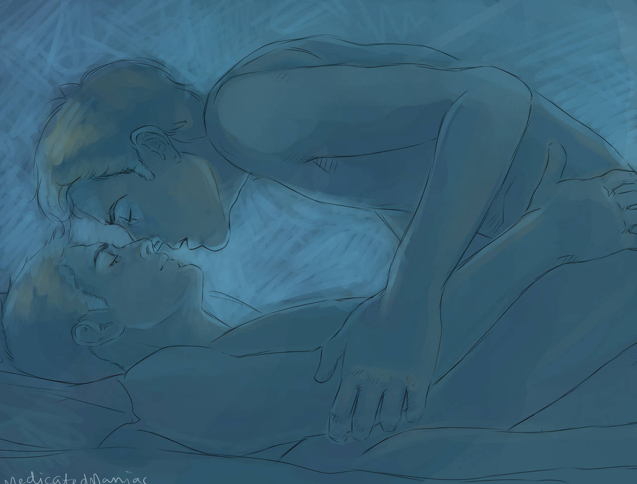 DeanCastiel: On a Motel Bed by MedicatedManiac
