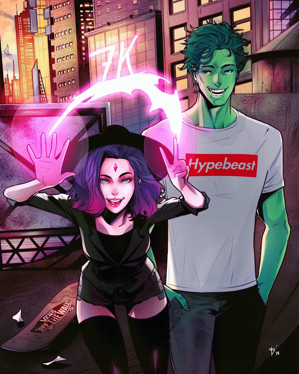 Raven And Beastboy On The Rooftop By Olifuxart On Deviantart Raven And Beastboy On The Rooftop By Olifuxart On Deviantart
