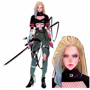 Casual Black Canary with Japanese modern samurai