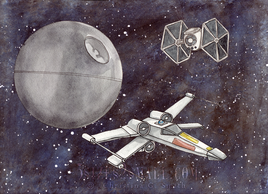 Star Wars Watercolor fighter ships