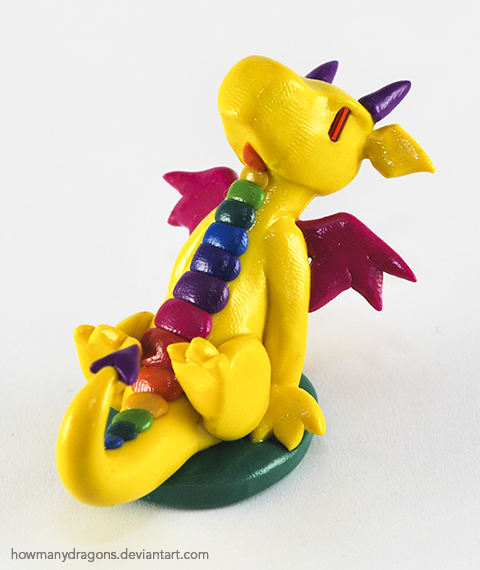 Yellow Rainbow Clay Dragon