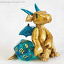 Laid-back Gold D20 Dice Dragon