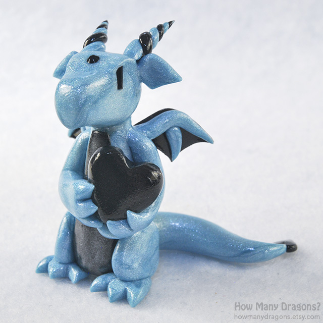 Pearly Blue and Black Heart Dragon