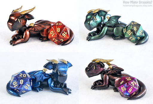 Metallic D20 Guardian Dragons