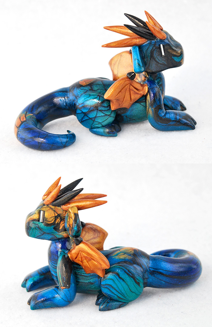 Blue and Gold Labradorite Dragon by HowManyDragons