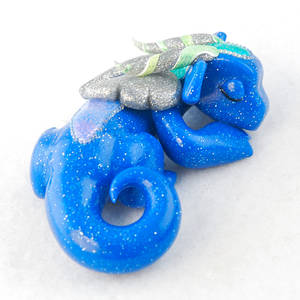 Sleeping Blue Glitter Dragon