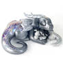 Sleeping Sparkly Silver Mother and Baby Dragons