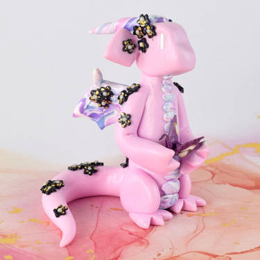 Pink and Black Floral Paper Crane Dragon by HowManyDragons on