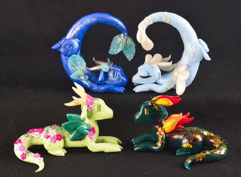Seasonal Elemental Dragons: Full Set by HowManyDragons on DeviantArt
