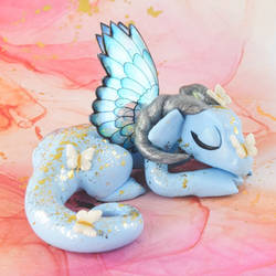 Sleeping Pastel Blue Butterfly Dragon